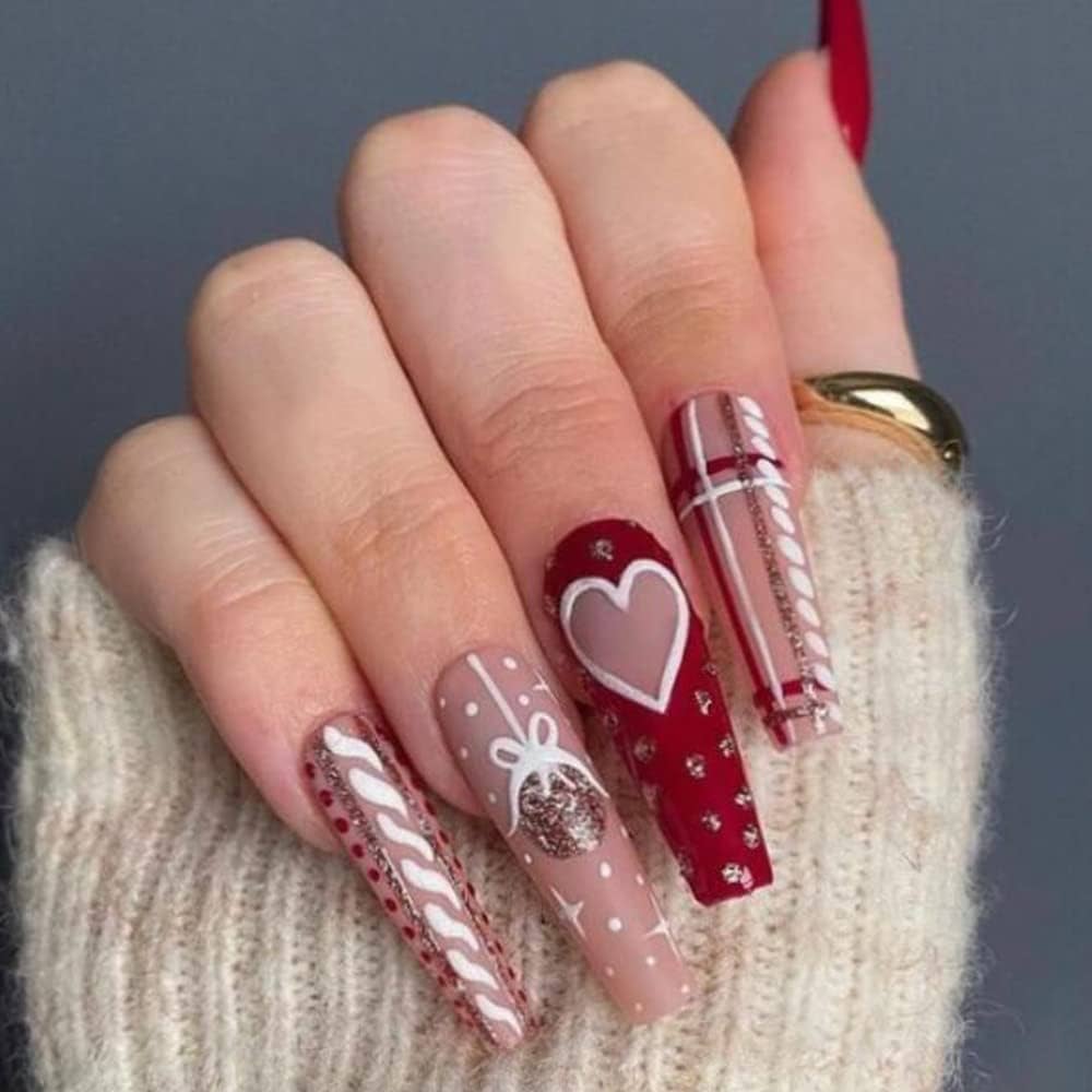Joyful Christmas Motif Coffin Nails Joyful Christmas Motif Coffin Nails — Winter Coffin Nails