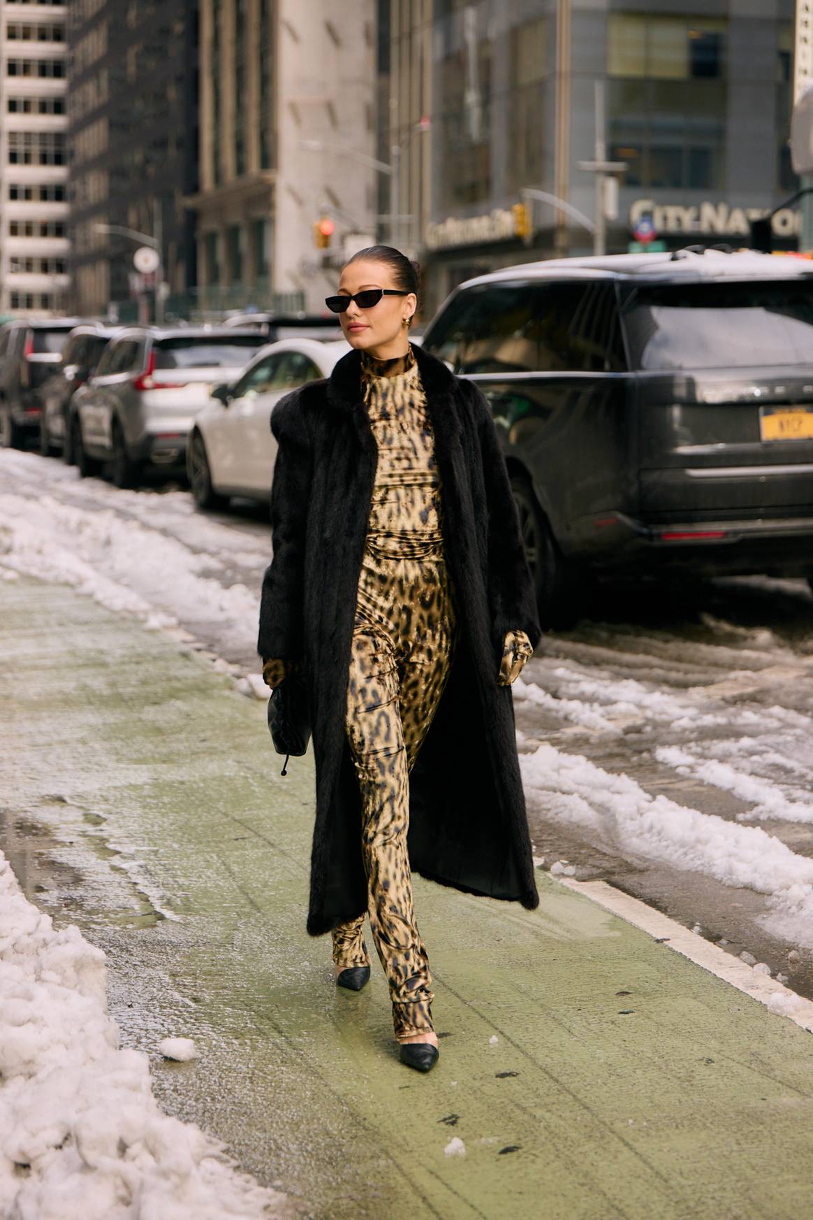 Dramatic Black Fur Coat: Bold Evening Statement — NYC Winter Outfits