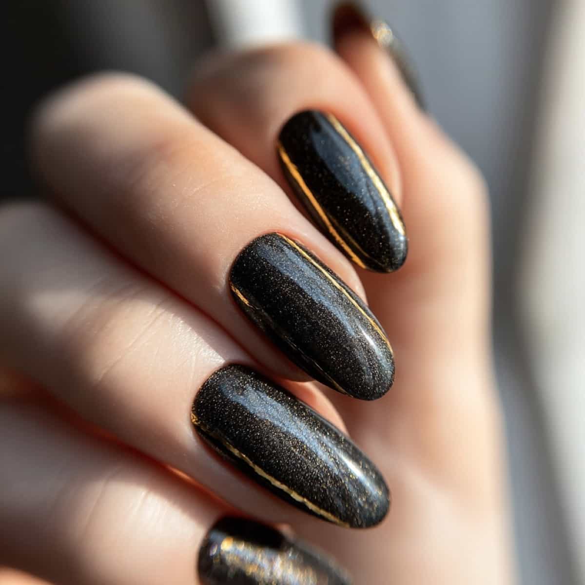 Deep Navy Blue Glossy Short Oval — The Hand Is Gently Held Deep Navy Blue Glossy Short Oval — The Hand Is Gently Held — Winter Nail Colors for Women Over 50