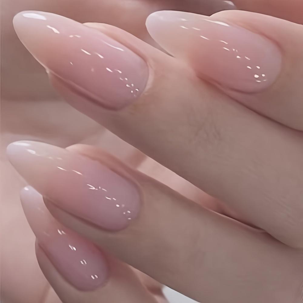Glossy With Shimmer Visual Idea — Winter Nude Nails