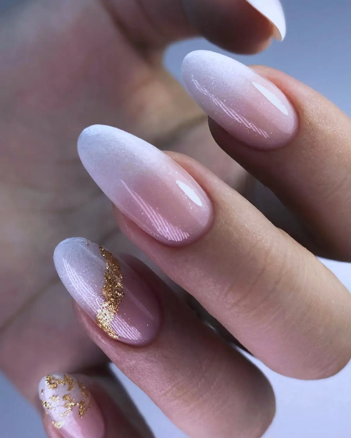 Ombre French with Gold Foil Accents — Winter French Tip Nails