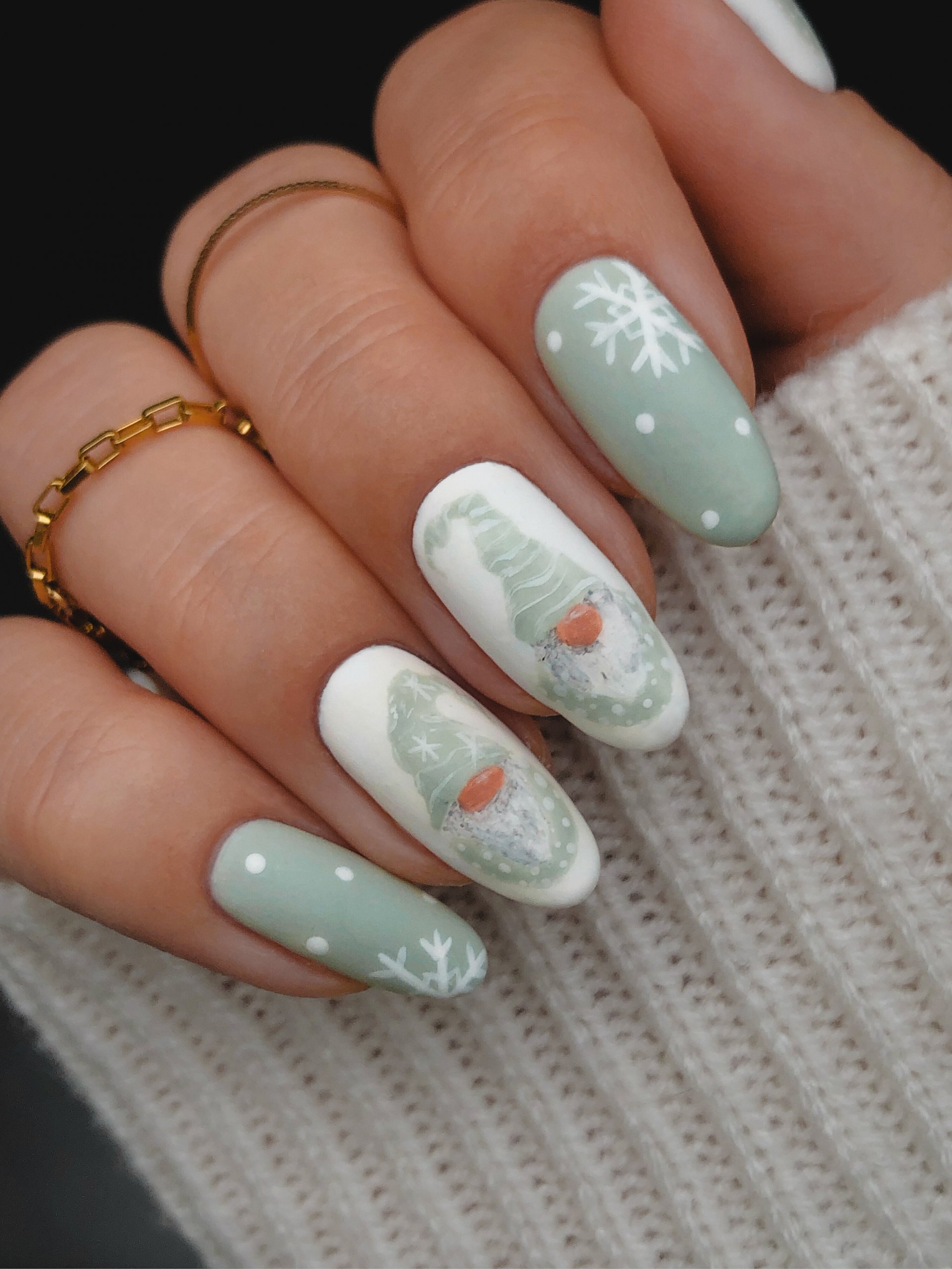 Glossy Red Reindeer Charm — Winter Nails
