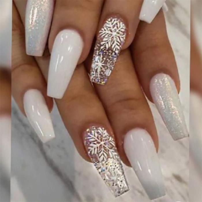 Winter Christmas Visual Idea — Winter Acrylic Nails