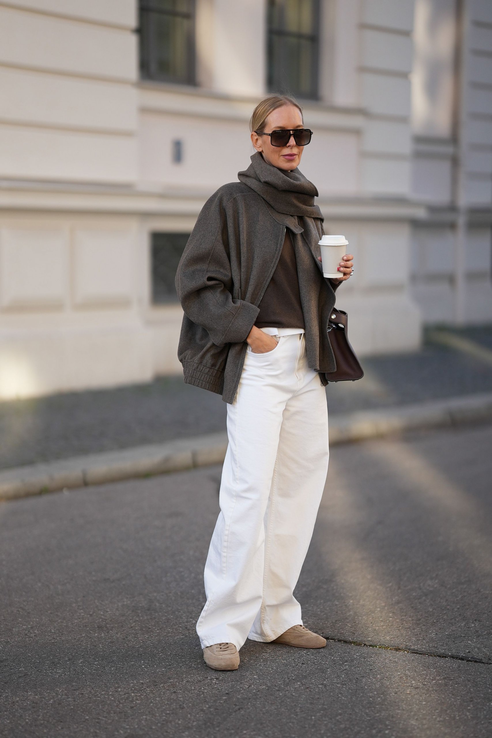 White Wide-Leg Jeans with a Bomber Jacket for a Casual Vibe White Wide-Leg Jeans with a Bomber Jacket for a Casual Vibe — Winter Outfits with Jeans