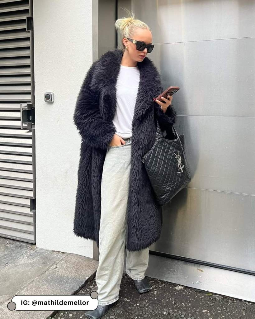 Textured Statement: Long Dark Grey Faux Fur Coat Textured Statement: Long Dark Grey Faux Fur Coat — Faux Fur Coat Outfits