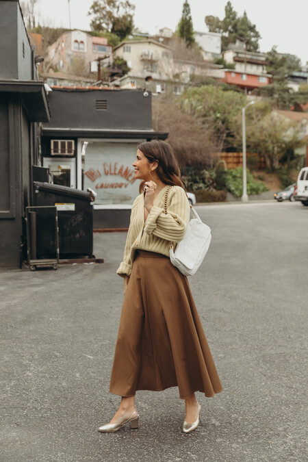 Ribbed Knit Cardigan with a Flowing Midi Skirt Ribbed Knit Cardigan with a Flowing Midi Skirt — Cardigan Outfits