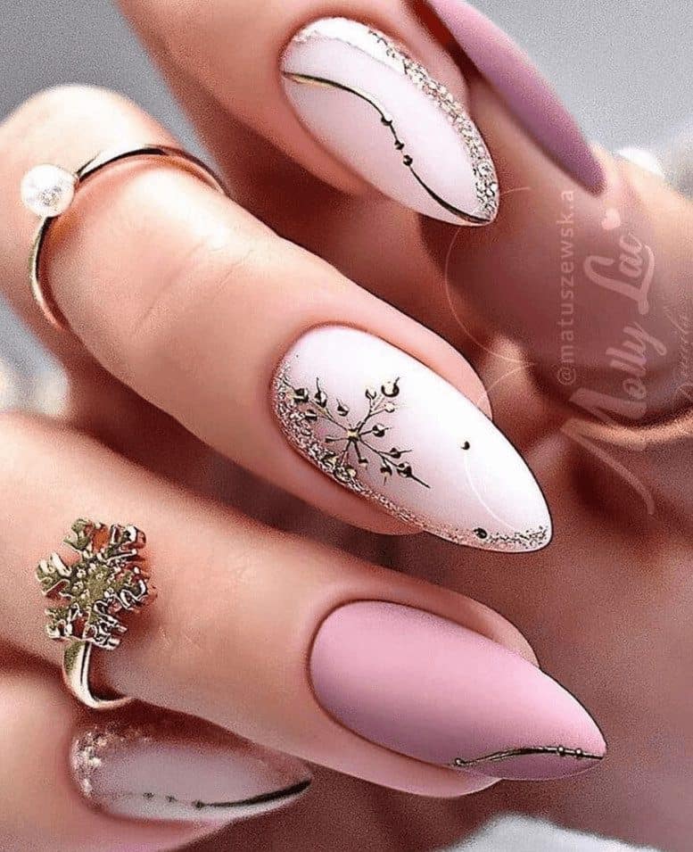 White Matte Pink Pale Pink Visual Idea — Winter Wonderland Nails