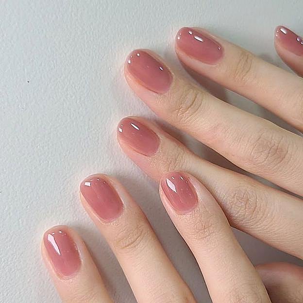 Sheer Dusty Rose Jelly Nails — Simple Winter Nails