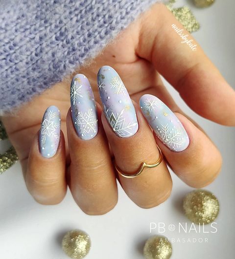 Matte With Glitter Accents Visual Idea — Winter Wonderland Nails