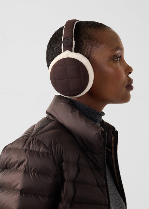 Quilted Earmuffs with Faux Fur Trim and Puffer Jacket — Earmuffs Outfits