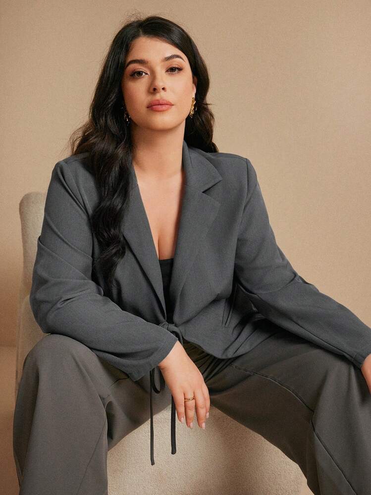 Tie-Front Blazer with Wide-Leg Trousers for a Modern Work Look Tie-Front Blazer with Wide-Leg Trousers for a Modern Work Look — Winter Work Outfits