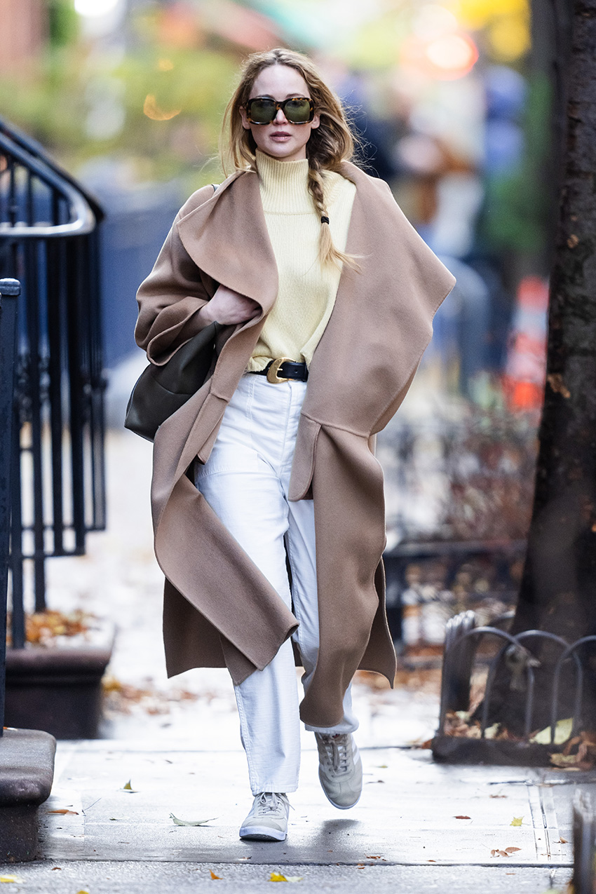 Voluminous Camel Wrap Coat with Cream Turtleneck — Camel Coat Outfits