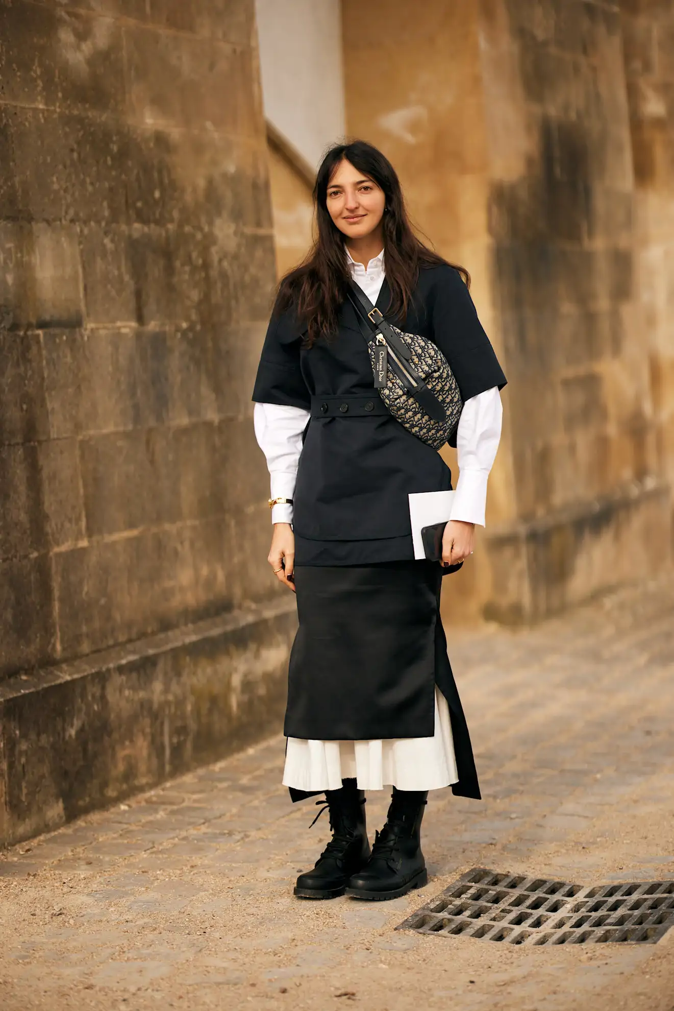 Belted Overshirt and Pleated Skirt with Combat Boots Belted Overshirt and Pleated Skirt with Combat Boots — Combat Boots Outfits