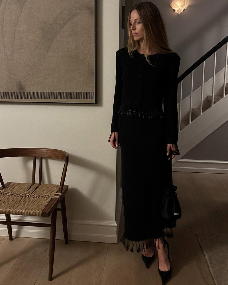 Fringe Statement: Matching Black Set for Evening Elegance Fringe Statement: Matching Black Set for Evening Elegance — Dressy Winter Outfits