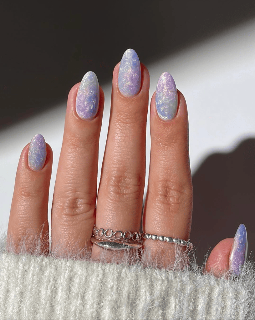 Lavender to Icy Blue Glitter Gradient Lavender to Icy Blue Glitter Gradient — Pastel Winter Nails