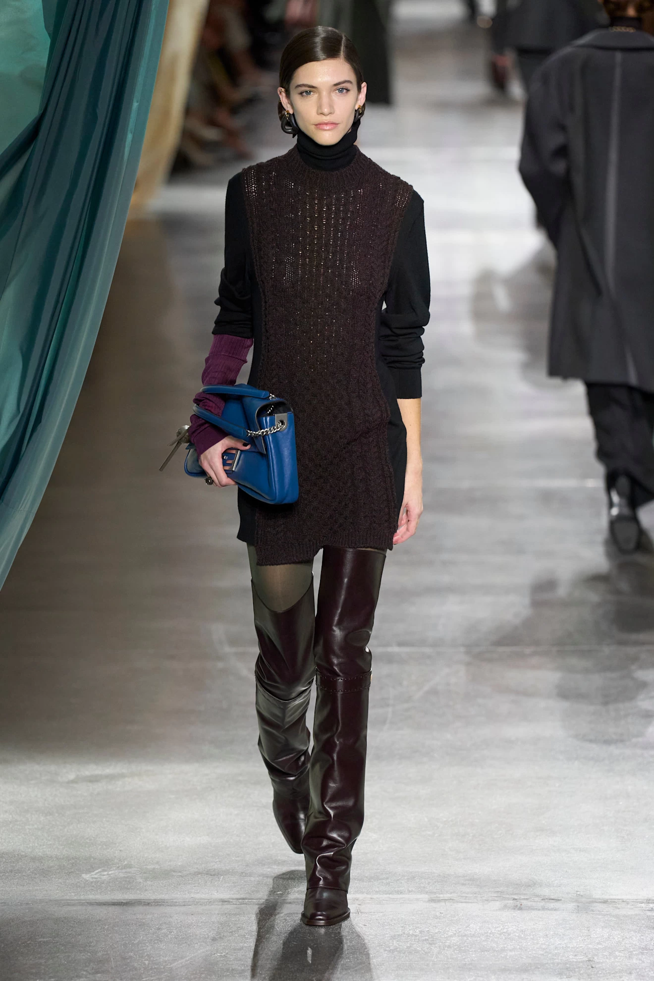 Chic Layers: Burgundy Boots with Sweater Vest and Turtleneck Chic Layers: Burgundy Boots with Sweater Vest and Turtleneck — Over the Knee Boots Outfits