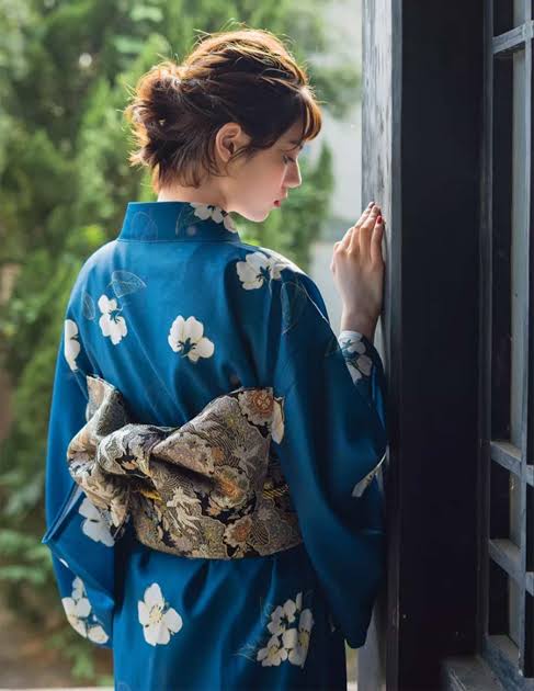 Vibrant Blue Floral Kimono with Obi Vibrant Blue Floral Kimono with Obi — Japan Winter Outfits
