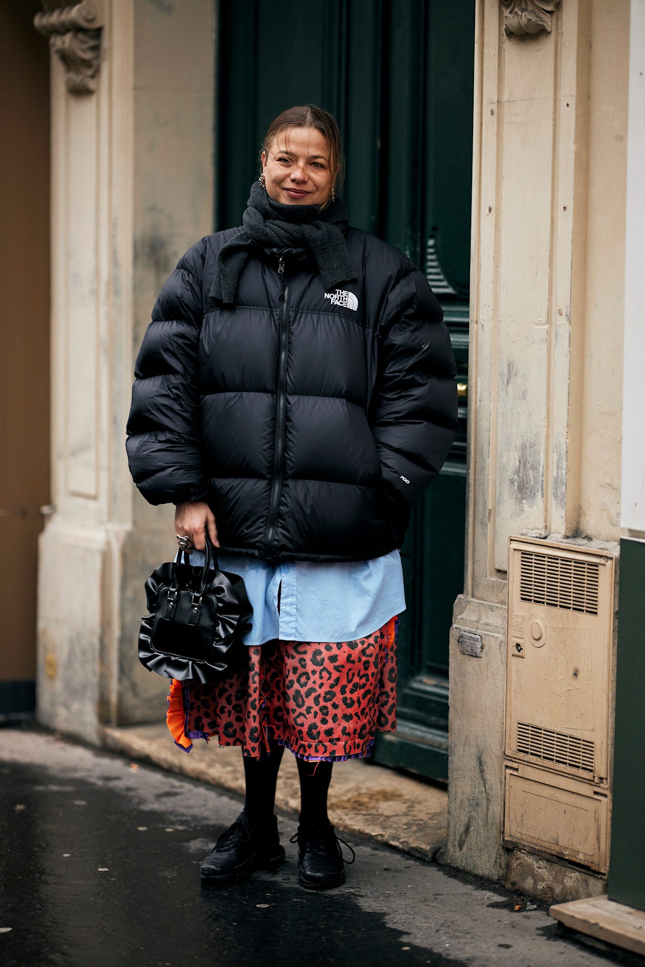 Puffer Knit Denim Leopard Print Outfit Idea Puffer Knit Denim Leopard Print Outfit Idea — Comfy Winter Outfits