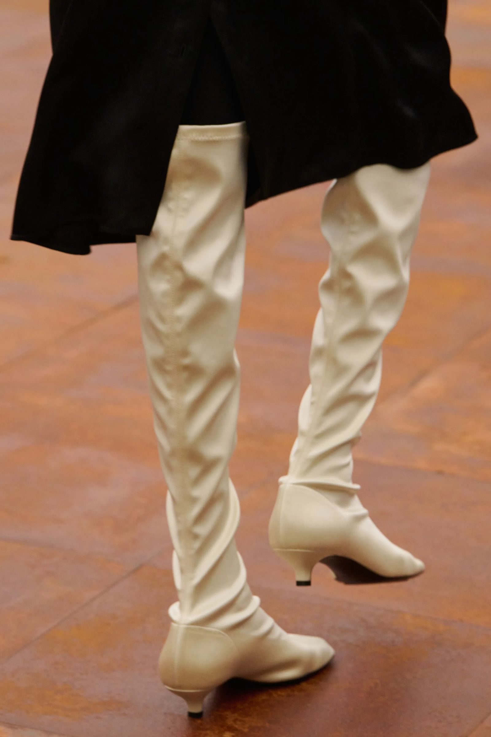 Scrunched Over-the-Knee Boots with Mini Skirt — Winter Boots Outfits