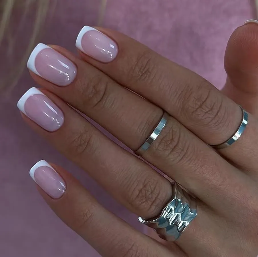 Glossy Visual Idea — Winter French Tip Nails