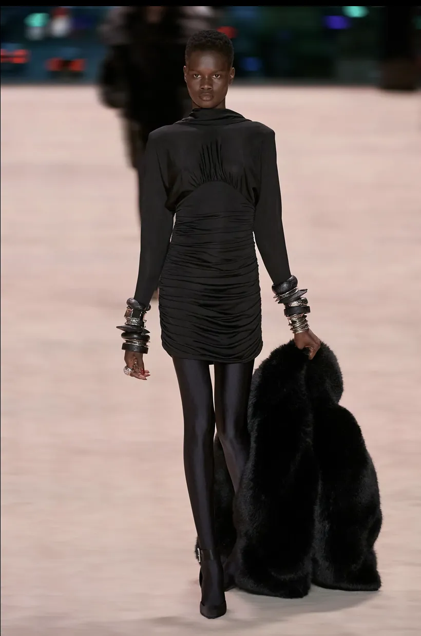 Ruched Black Dress for Evening Glamour Winter Outfits for Black Girls