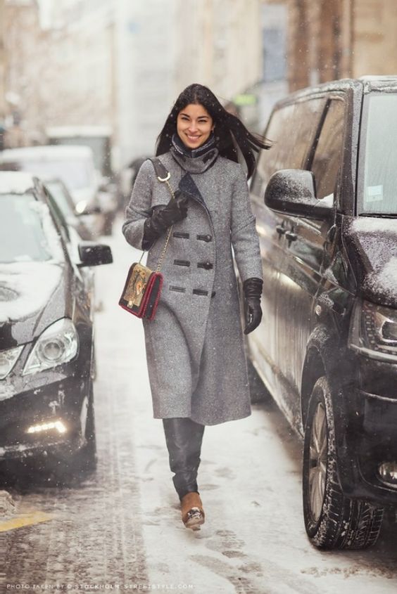 Grey Tweed Coat for City Exploration — Late Winter Outfits