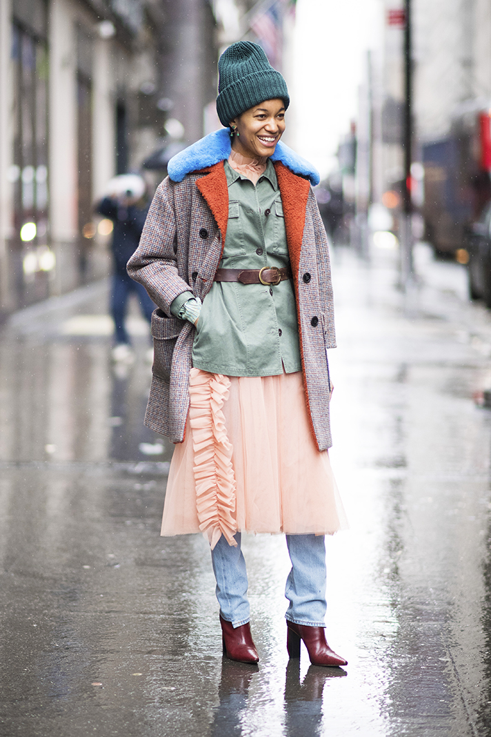 Teal Beanie with Plaid Coat and Tulle Skirt Teal Beanie with Plaid Coat and Tulle Skirt — Beanie Outfits