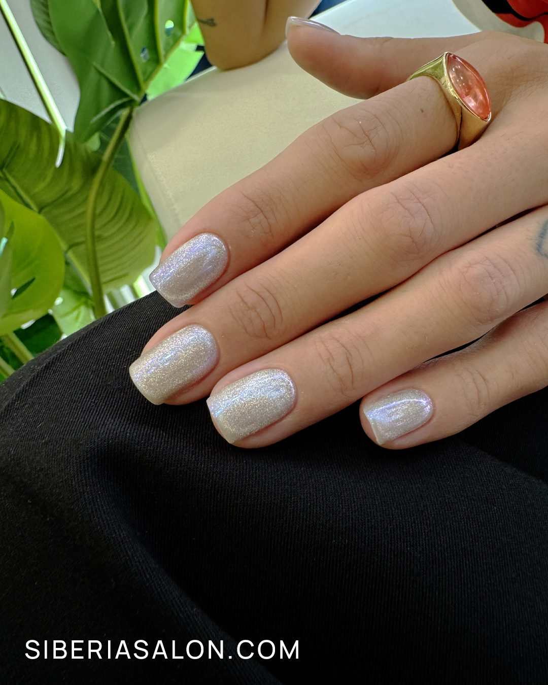 Pearlescent Shimmer Short Square Nails Pearlescent Shimmer Short Square Nails — Winter Nail Colors for Women Over 60