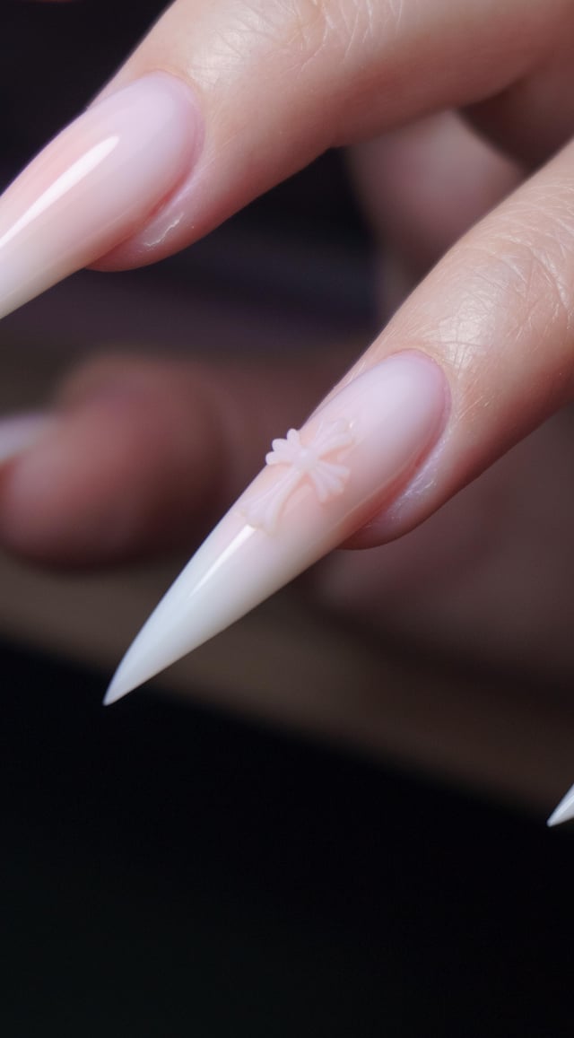 3D Chrome Cross Ombre Stiletto 3D Chrome Cross Ombre Stiletto — Winter Stiletto Nails