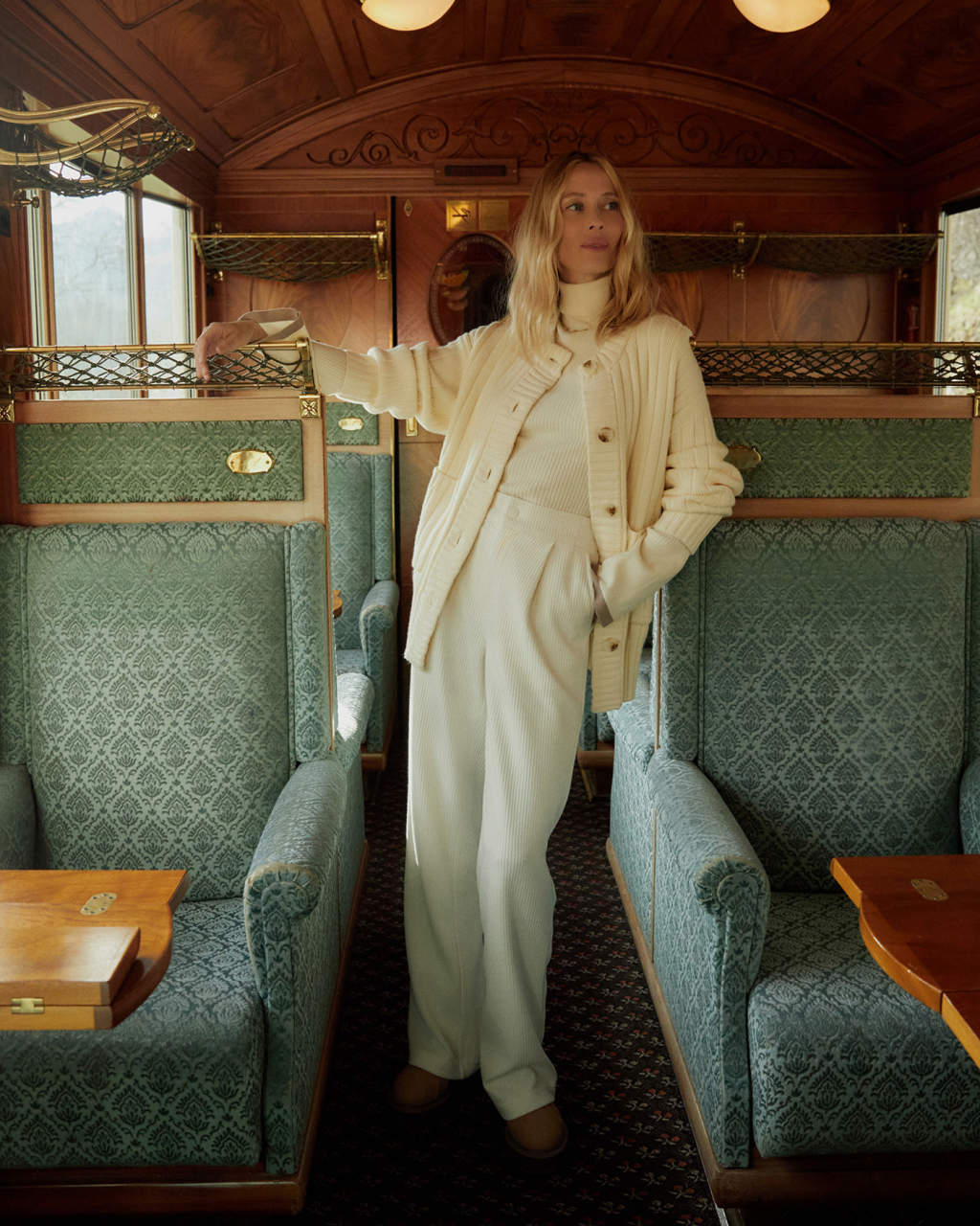 Cream Knit Cardigan and Corduroy Trousers for Relaxed Travel Style Cream Knit Cardigan and Corduroy Trousers for Relaxed Travel Style — Winter Capsule Wardrobe