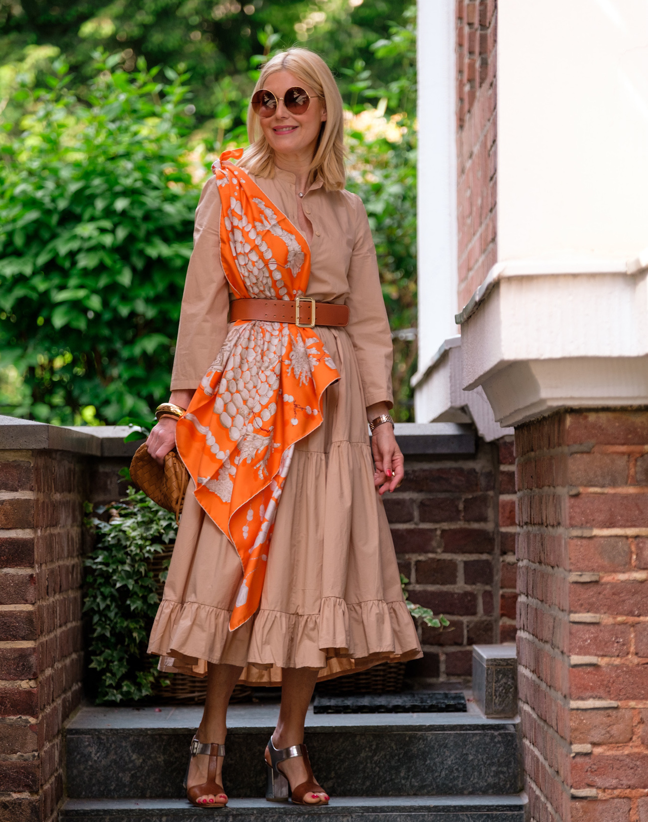 Bohemian Chic with an Orange Patterned Scarf Belt Bohemian Chic with an Orange Patterned Scarf Belt — Scarf Outfits