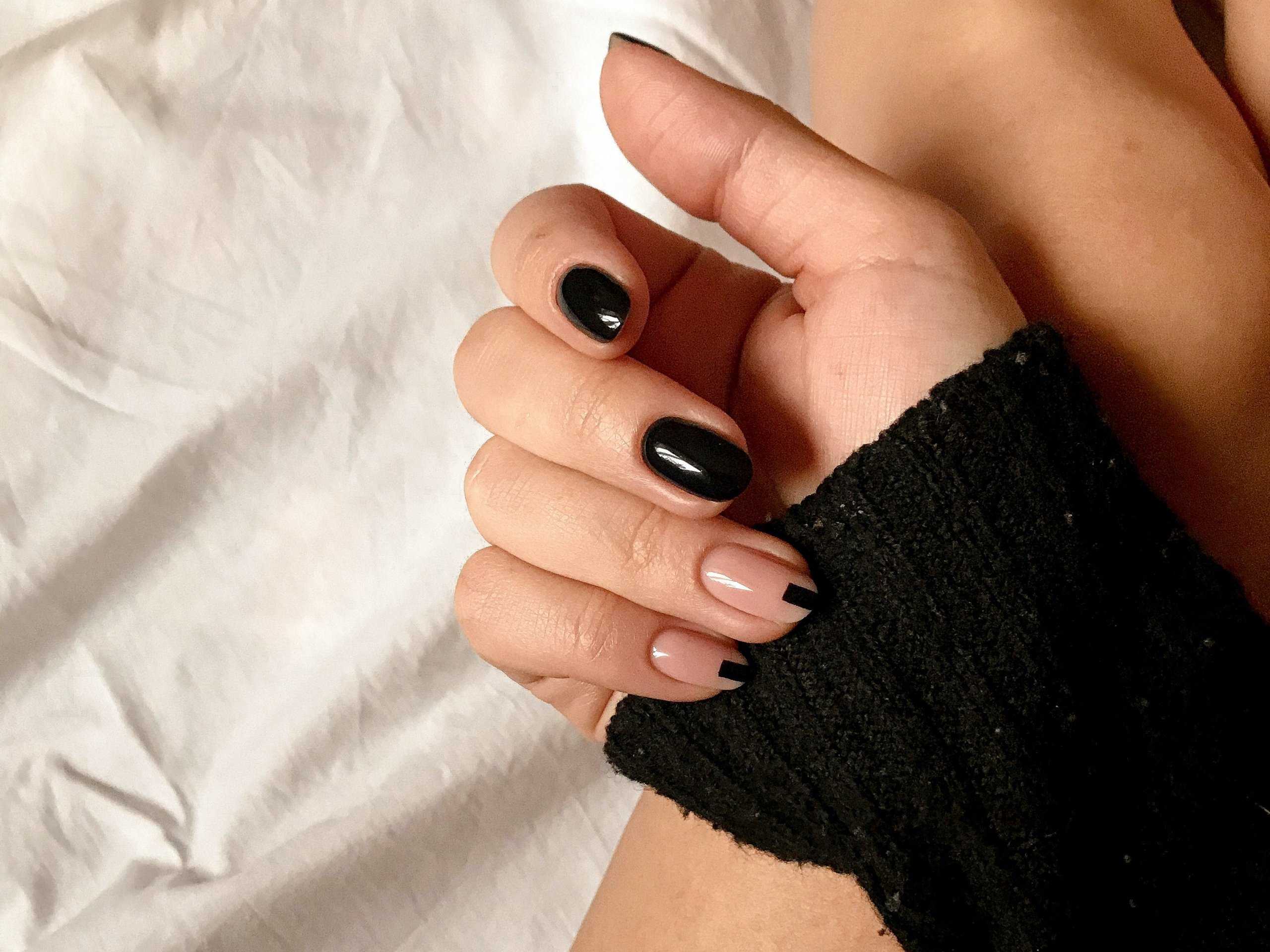 Minimalist Black French Tips — Winter Black Nails