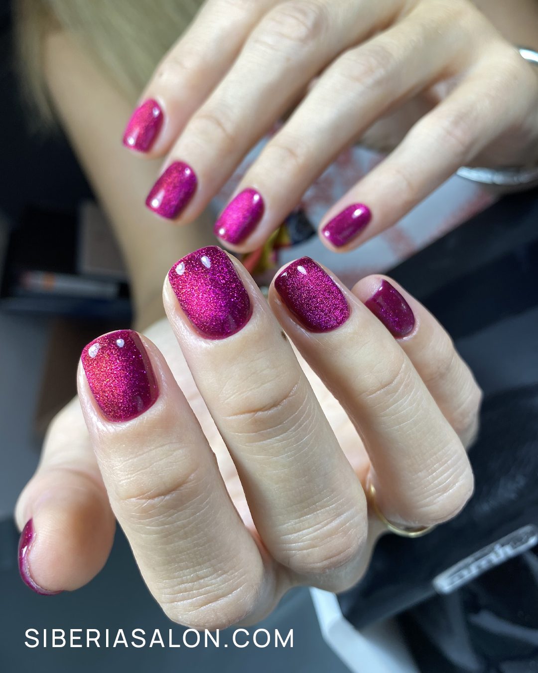 Vibrant Magenta Shimmer Short Square Vibrant Magenta Shimmer Short Square — Winter Acrylic Nail Colors