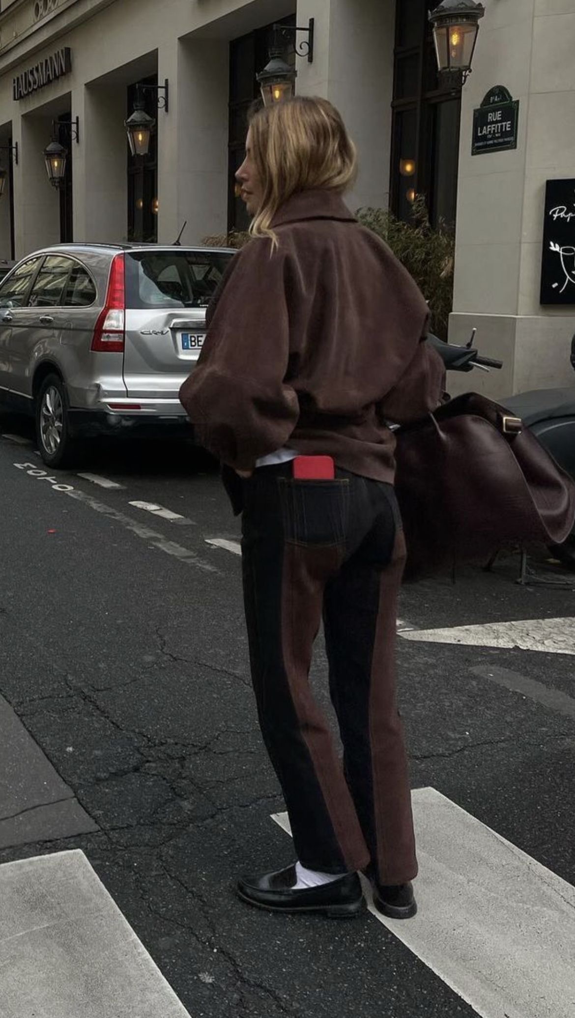 Chocolate Brown Suede-Like Jacket with Color-Blocked Denim Chocolate Brown Suede-Like Jacket with Color-Blocked Denim — Chocolate Brown Outfits