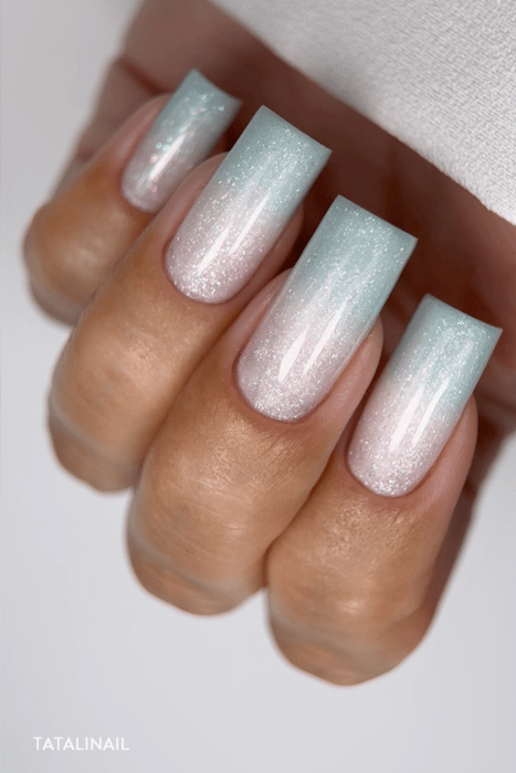Pale Pink Shimmer Ombre Oval — Winter Ombre Nails