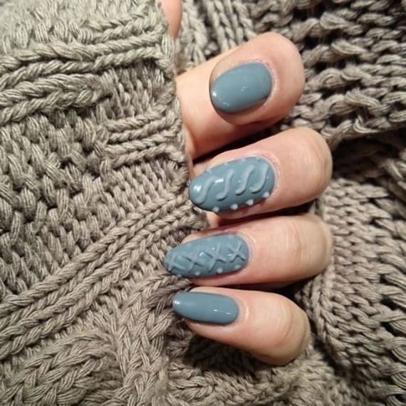 Grey 3D Cable Knit Accents Grey 3D Cable Knit Accents — Sweater Nails