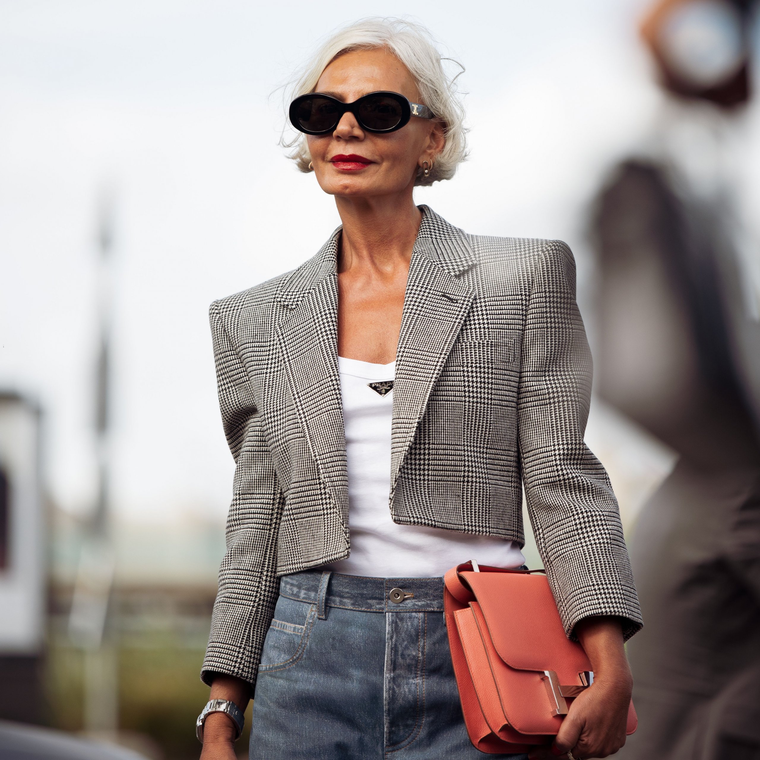 Cropped Plaid Blazer with High-Waisted Jeans Cropped Plaid Blazer with High-Waisted Jeans — Winter Outfits for Women Over 60