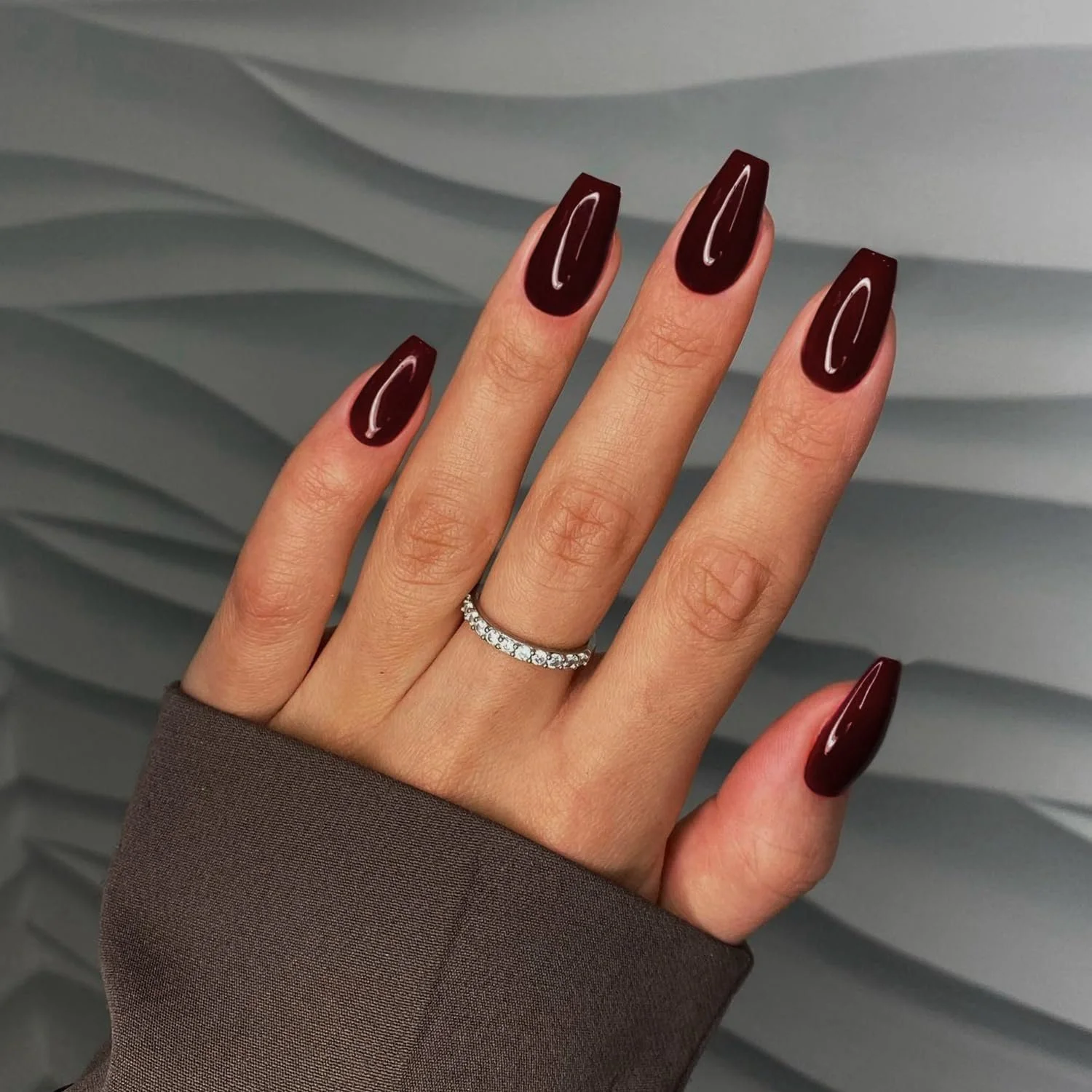 None Medium Coffin Deep Burgundy Glossy None Medium Coffin Deep Burgundy Glossy — Winter Nail Colors