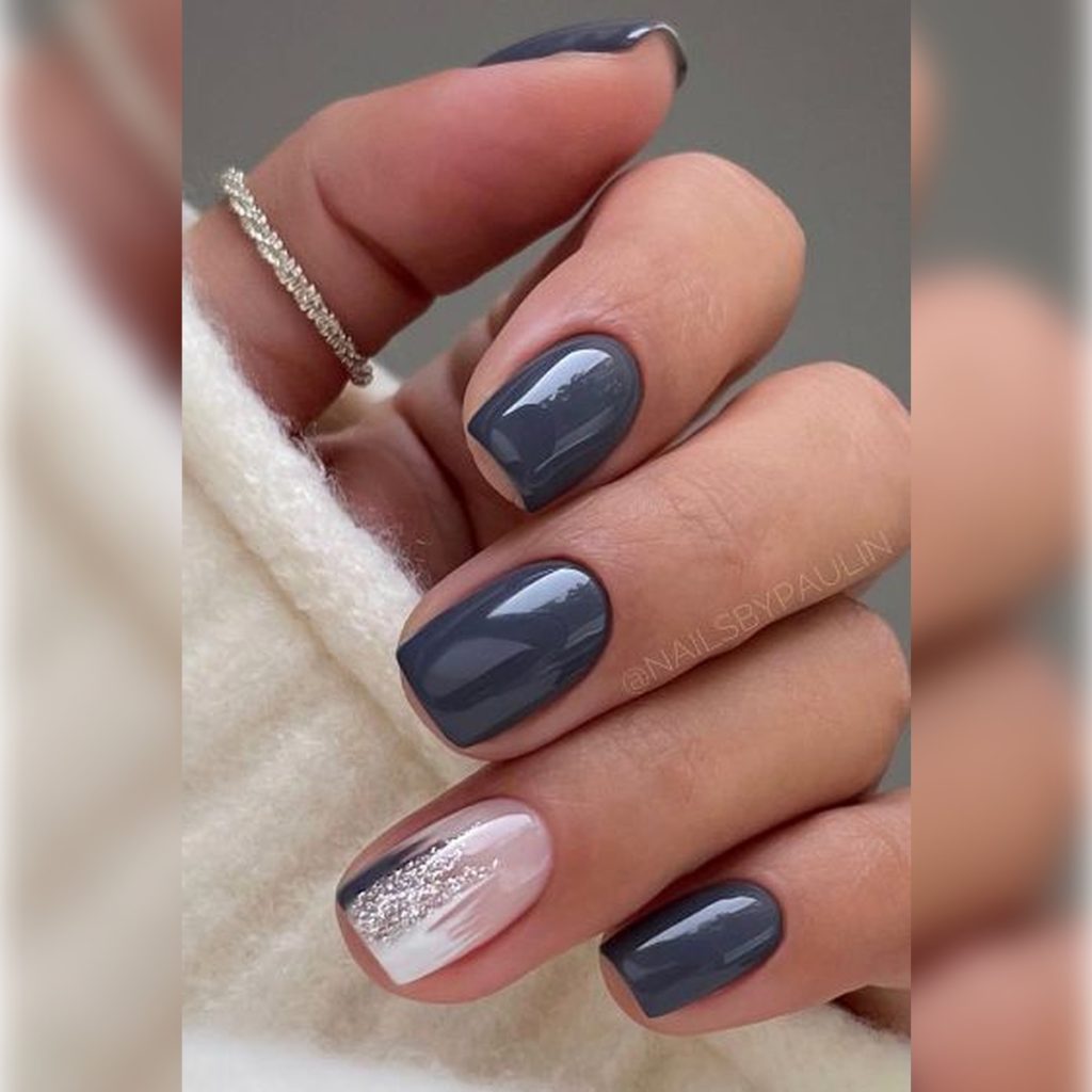 Rose Gold Bow Short Square Nails — Short Winter Nails