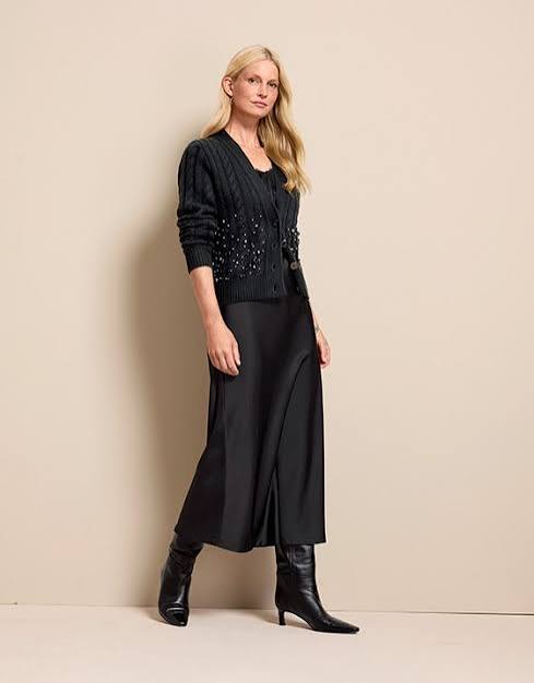 Festive Embellished Cardigan for Winter Evenings — Warm Winter Outfits