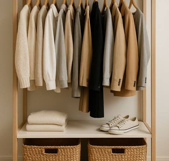 Neutral Knitwear and Blazers on Display for an Organized Capsule Wardrobe Neutral Knitwear and Blazers on Display for an Organized Capsule Wardrobe — Winter Capsule Wardrobe