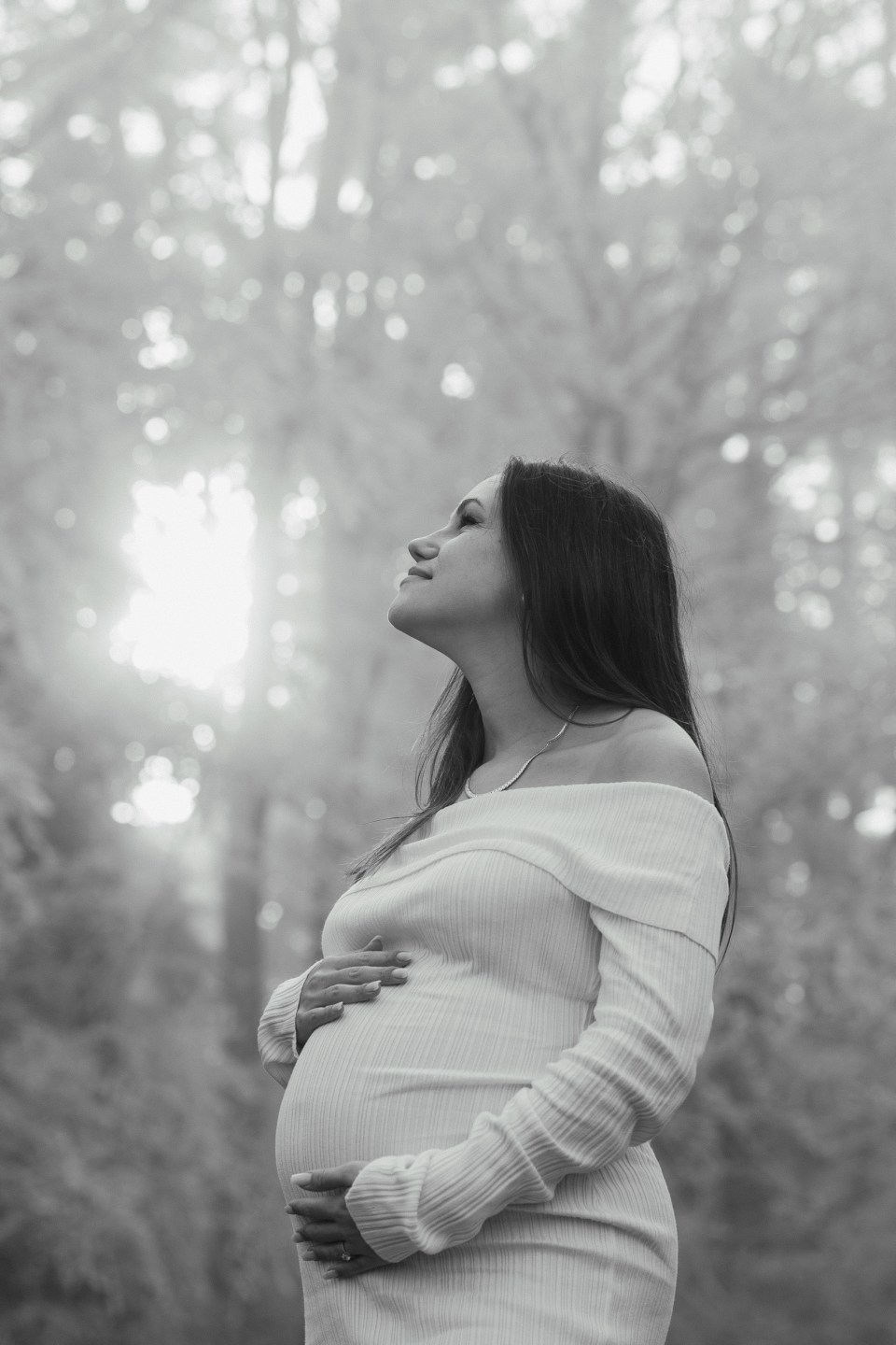 Off-the-Shoulder Ribbed Knit Off-White Dress Off-the-Shoulder Ribbed Knit Off-White Dress — Winter Maternity Outfits