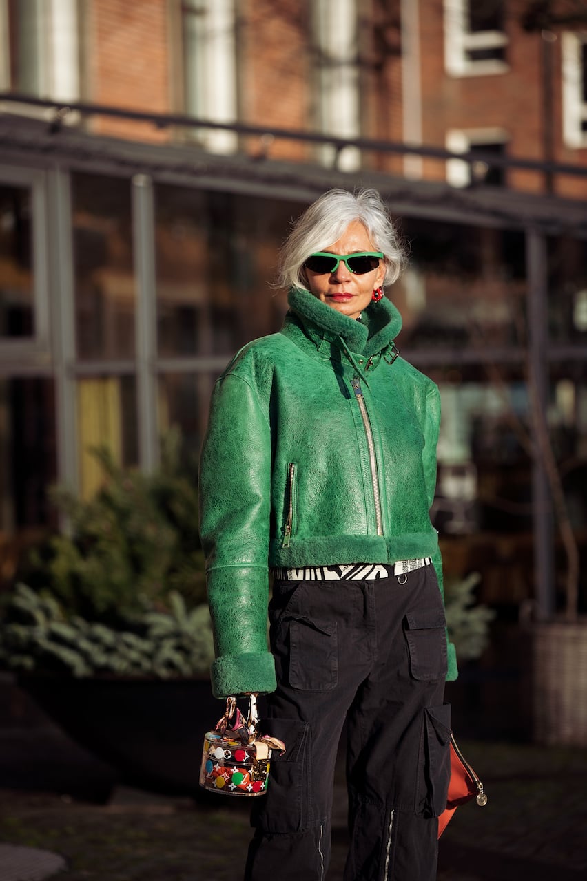 Vibrant Statement: Bright Green Shearling Jacket and Cargo Trousers Vibrant Statement: Bright Green Shearling Jacket and Cargo Trousers — February Outfits