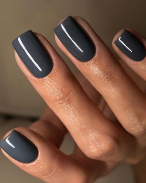 Glossy Visual Idea — Winter Gray Nails
