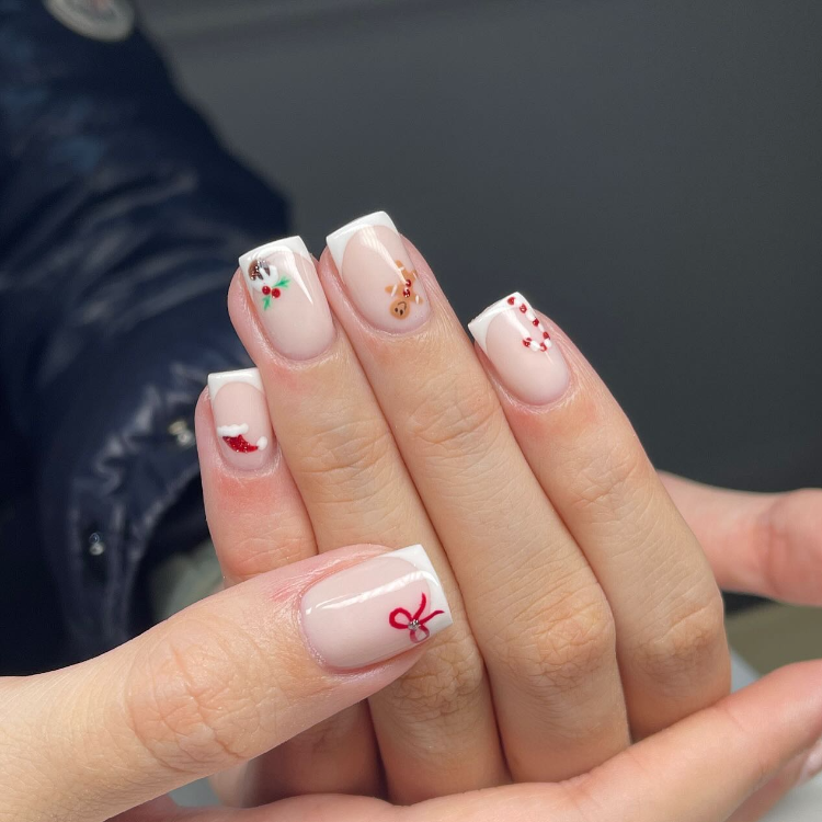 Visual Idea — Festive Motifs Include A Gingerbread Man — Natural Winter Nails
