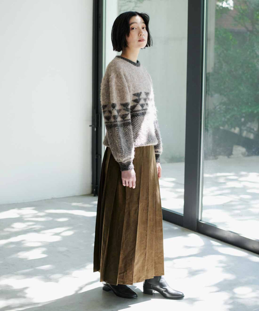 Patterned Knit Sweater and Pleated Midi Skirt for Casual Chic Patterned Knit Sweater and Pleated Midi Skirt for Casual Chic — Winter Outfits for Women Over 40