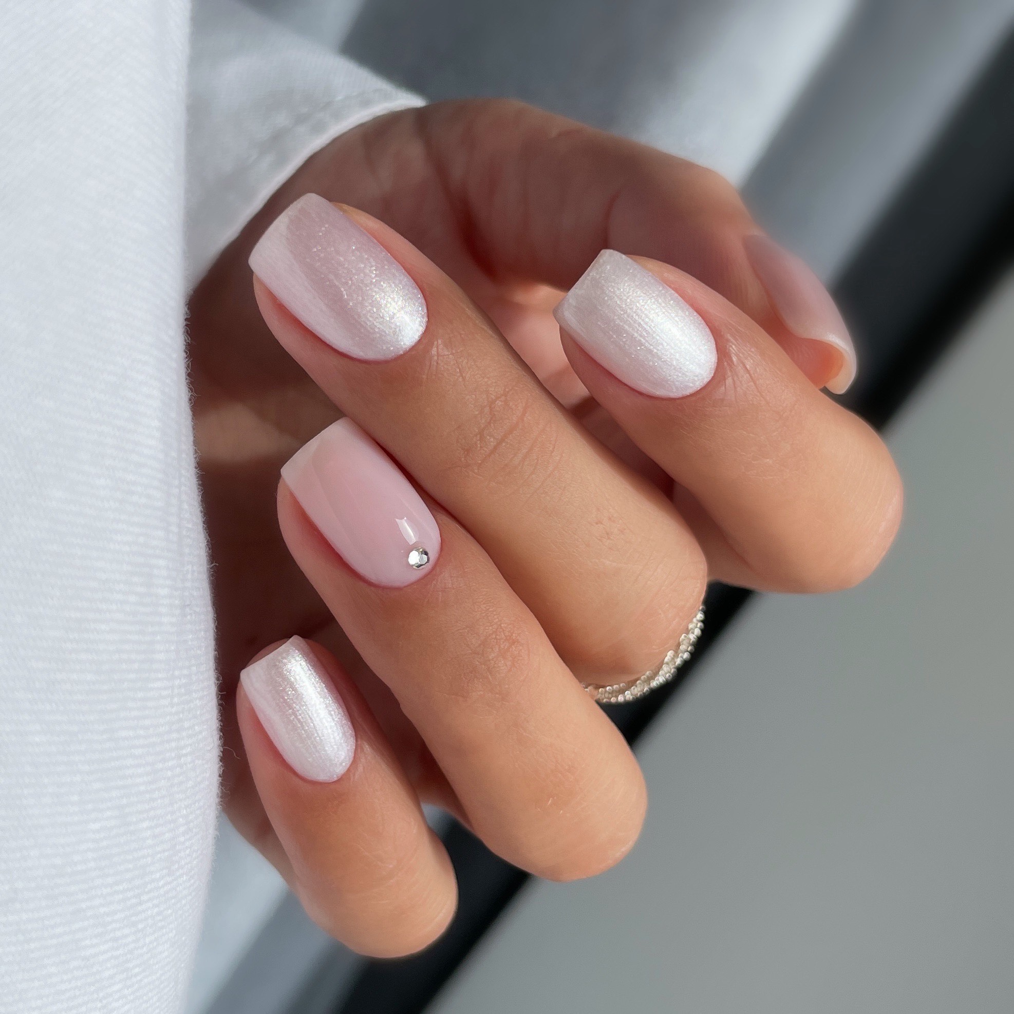 Elegant Pearlescent Pale Pink Shimmer Nails Elegant Pearlescent Pale Pink Shimmer Nails — Winter Nail Colors for Pale Skin