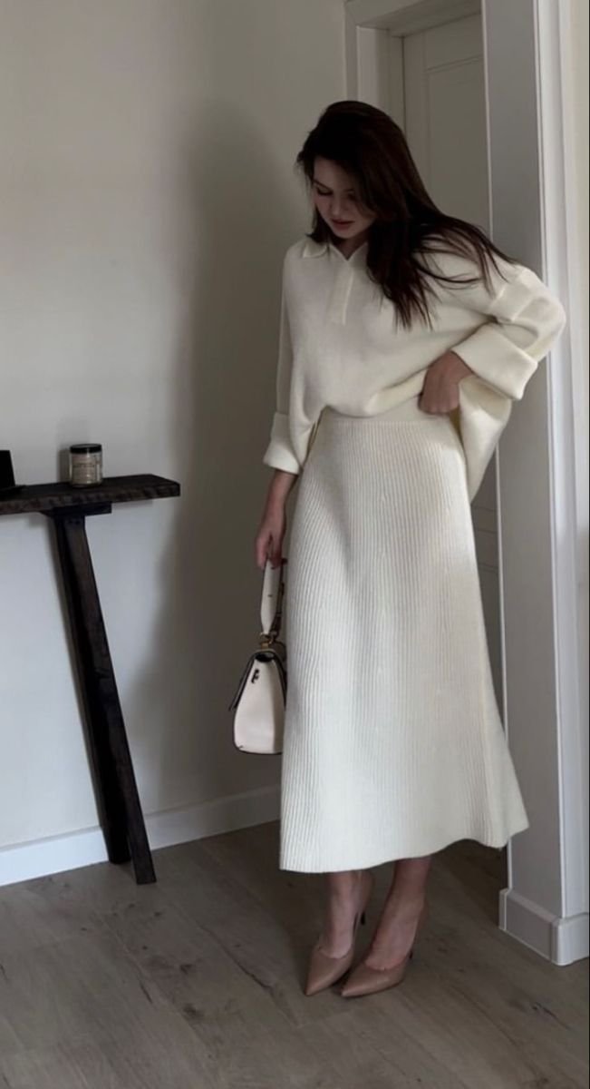 Cream Knit Set for Smart Casual Occasions — Late Winter Outfits