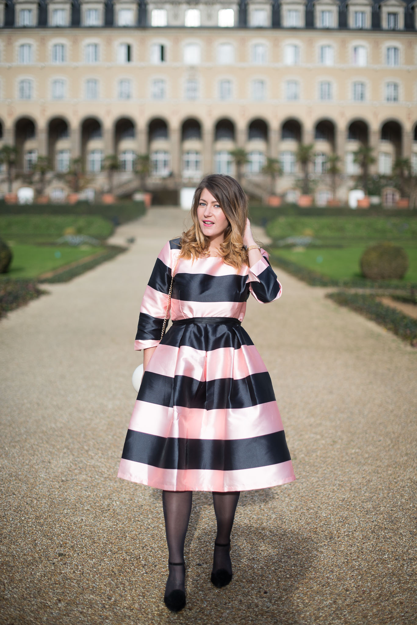 Bold Stripes: Matching Satin Top and Midi Skirt Set — December Outfits