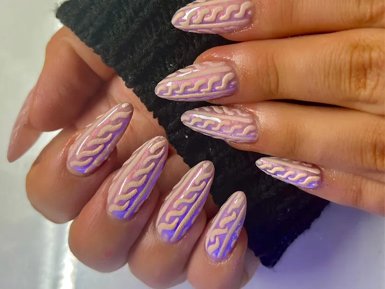 Pale Pink Beige Iridescent Shimmer Knit Pale Pink Beige Iridescent Shimmer Knit — Sweater Nails
